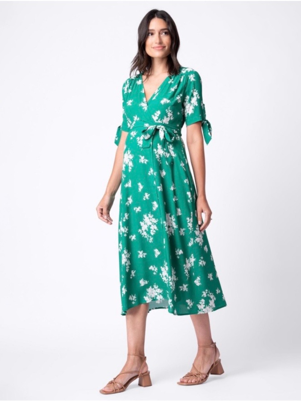 Seraphine Bessie Maternity Floral Wrap-Style Midi Dress - Picture 2 of 8